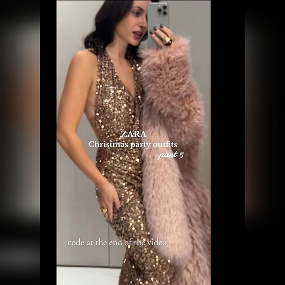 Zara SEQUIN MIDI DRESS Size M - Picture 5 of 16